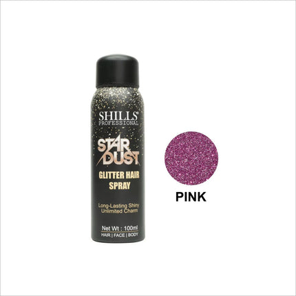 User applying GLITER HAIR SPRAY SHILLS PROFESSIONAL to hair, highlighting the ease of use and stunning effects of the glitter hair spray.