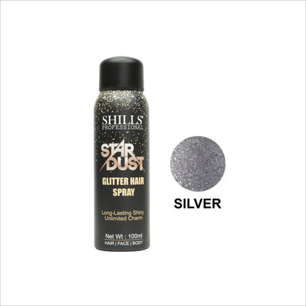 Elegant hairstyle enhanced with GLITER HAIR SPRAY SHILLS PROFESSIONAL, capturing the beauty and shine of the glitter hair spray in a party setting.