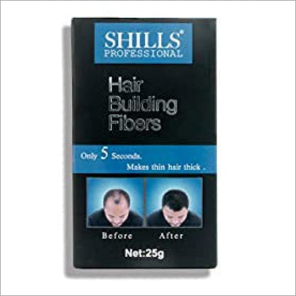 Shills Professional Hair Building Fibers image showcasing the product that instantly thickens hair and conceals thinning areas with a natural look.