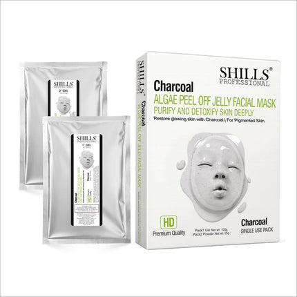 SHILLS PROFESSIONAL Algae Peel Off Jelly Facial Mask - Charcoal Variant for Deep Cleansing, Hydration & Skin Brightening, perfect peel off jelly mask for oily skin.