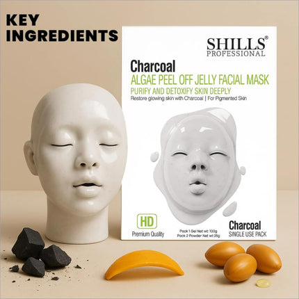 Application of SHILLS PROFESSIONAL Algae Peel Off Jelly Facial Mask on a model's face, highlighting the jelly texture of the peel off jelly mask.