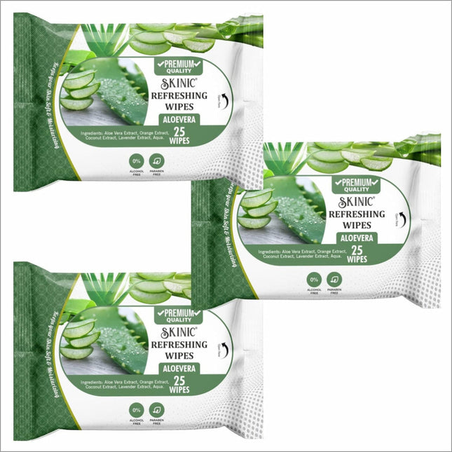 Skinic 100% Herbal Refreshing Wipes with Aloevera Fragrance