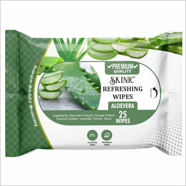 Skinic 100% Herbal Refreshing Wipes with Aloevera Fragrance