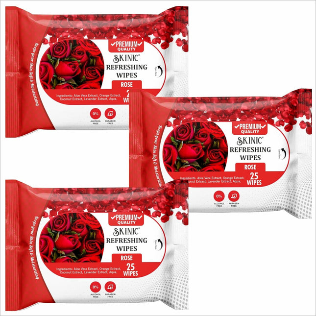 Skinic 100% Herbal Refreshing Wipes with Rose Fragrance