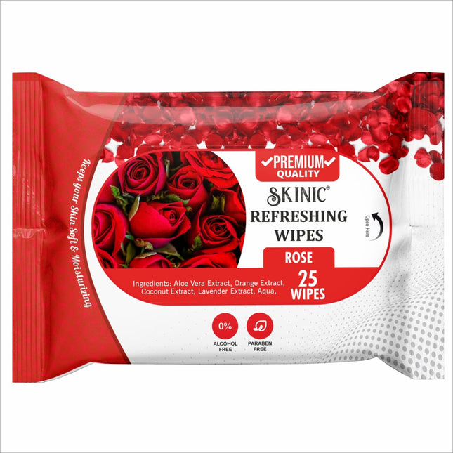 Skinic 100% Herbal Refreshing Wipes with Rose Fragrance