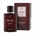 SKINN 247 Scarlet 100 ml Eau De Parfum for women, a vibrant and addictive women's eau de parfum featuring sweet raspberry, orange blossom, coffee, and golden vanilla notes.