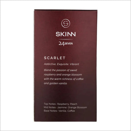 Usage instructions for SKINN 247 Scarlet 100 ml Eau De Parfum, an addictive women's fragrance that transitions beautifully from day to night.