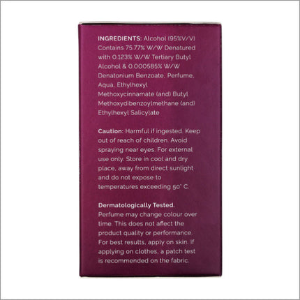 the back of a purple box with a label on it