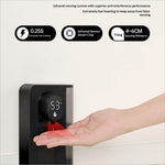 Black s12 smart automatic soap dispenser with digital display dispensing red gel onto hand wall-mounted IPX5 waterproof