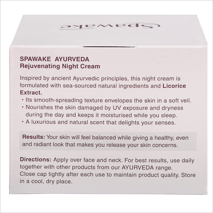 SPAWAKE Ayurveda Rejuvenating Night Cream 50 g - Featuring Kappaphycus alvarezii for moisturizing in this effective ayurvedic night cream.