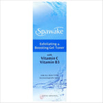 Packaging of Spawake Exfoliating Face Toner, showcasing its ability to exfoliate and brighten skin.