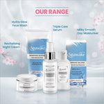 Close-up of Spawake Brightening Solution Milky Smooth Day Moisturiser highlighting its creamy consistency and packaging.
