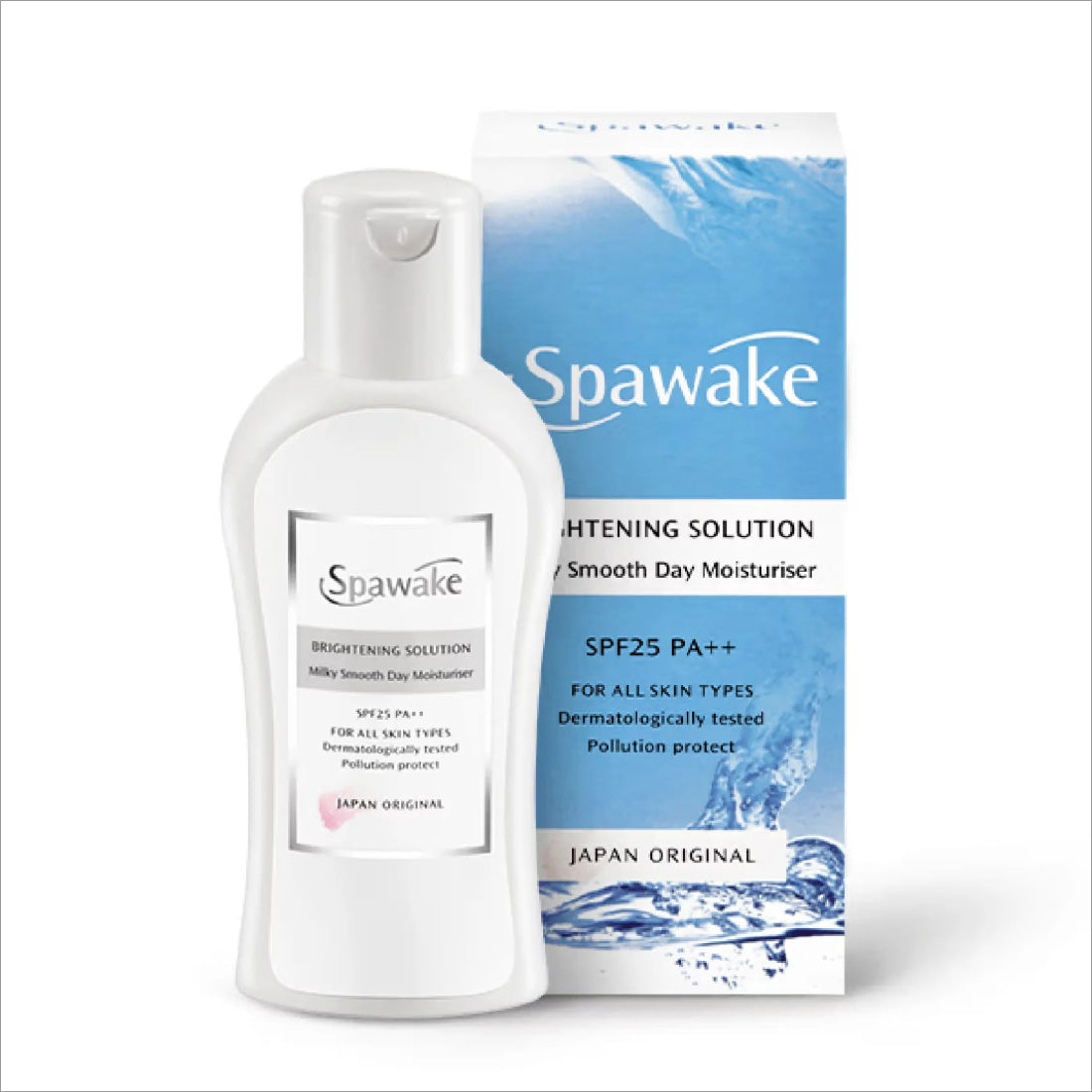 Spawake Brightening Solution Milky Smooth Day Moisturiser 40ml product packaging with natural sea ingredients.