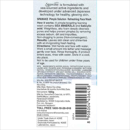 Spawake Anti Acne Care, Pimple Solution Refreshing Face Wash packaging – Innovative pimple solution face cleanser targeting acne effectively.
