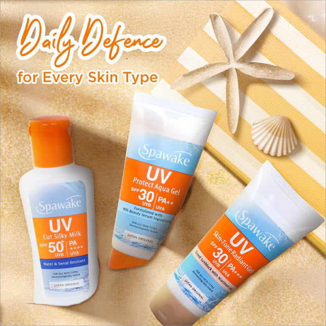 UV Cream sunscreen for sun protection, Spawake Sunscreen UV Tone Radiant Gel designed for all skin tones.