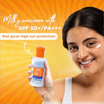 Natural beauty secrets ingredients in Spawake UV Cut Silky Milk Sunscreen SPF 50, emphasizing its skin-hydrating properties.