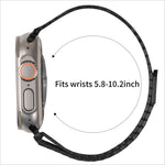 Black metallic stainless steel link watch band with magnetic clasp for apple watch ultra and watch ultra models