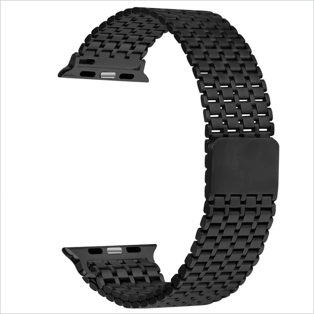 Black mesh stainless steel watch band with magnetic clasp for apple watch ultra and apple watch models