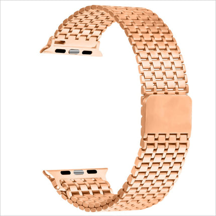 Rose gold stainless steel mesh watch band with magnetic clasp for apple watch ultra and apple watch series