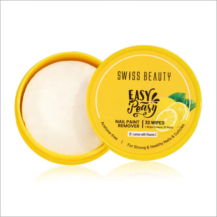 Swiss Beauty Easy-Peasy Nail Polish Remover Wipes - Convenient and effective nail polish remover wipes for easy removal of nail polish.