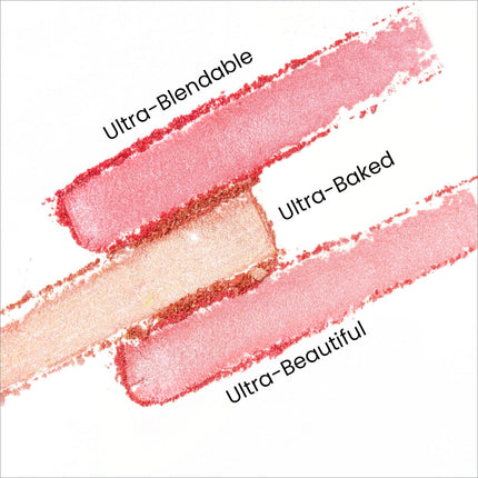 Three ultra-blendable pink blush swatches with shimmering finish from swiss beauty bake me up long-lasting formula