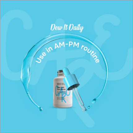 Care Dew Lock Face Serum application on skin, illustrating its texture, the best face serum for hydration and smoothness.