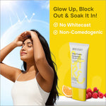 Application of Care Glow Fusion Sunscreen With SPF 50 PA++++ on face, illustrating the product's smooth texture and efficiency as a sunscreen with SPF 50.