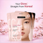 Pink swiss beauty glow facial kit pouches with woman face enriched with kakadu plum and rice for korean glow facial
