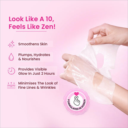 Transparent delicate sheet mask with pink heart design from Swiss Beauty Care youth full collagen boost mask for korean skin care