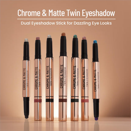 Swiss Beauty Chrome & Matte Twin Eyeshadow Stick | Mix of Matte and Shimmer | Easy to blend, non creasing eyeshadow | 24 Hour Stay