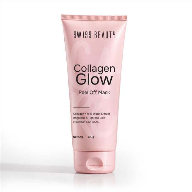 Swiss Beauty Collagen Glow Peel Off Mask 100g - Front View Pink Tube