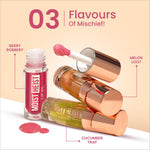 Texture and consistency of Swiss Beauty Moist Heist Colour Changing Lip Oil demonstrating its moisturizing properties.