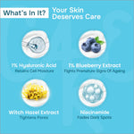 Dew Lock Daily Moisturiser - Ingredients list and benefits of the daily face moisturizer displayed.