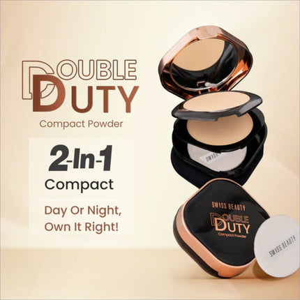 Swiss Beauty Double Duty Compact Powder - Buildable Coverage Smooth Finish