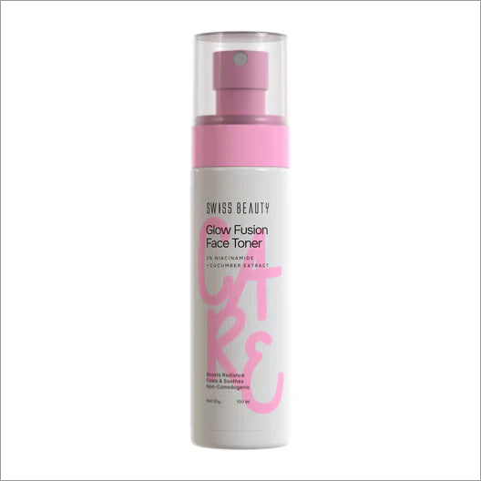 Care Glow Fusion Face Toner, a hydrating facial toner from Swiss Beauty, displayed in an elegant bottle.
