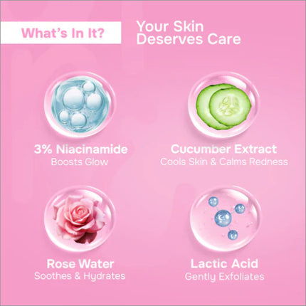 Care Glow Fusion Face Toner product with ingredients, promoting its use as a premium hydrating facial toner.