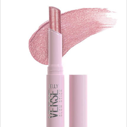Swiss Beauty Jelly verse eyeshadow glow stick in pink with shimmering rose gold interior and crease-proof sparkling shine