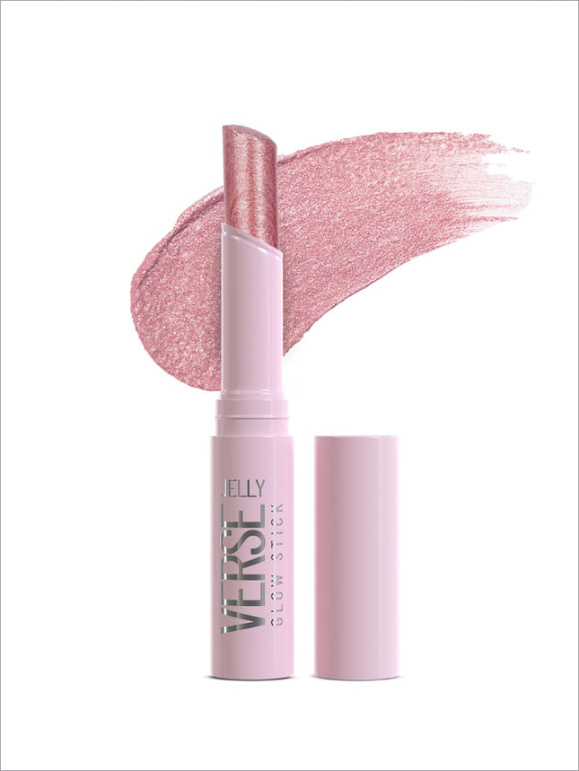 Swiss Beauty Jelly verse eyeshadow glow stick in pink with shimmering rose gold interior and crease-proof sparkling shine