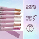 Pink swiss beauty jelly verse eyeshadow glow sticks with glittery metallic tips in gold rose gold silver and pink shades