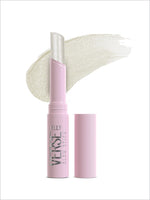 Pink swiss beauty jelly verse glow stick with shimmering white translucent jelly verse eyeshadow swatch beside it