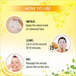 Application of Swiss Beauty Lemon & Vitamin C Brightening Sheet Mask on a woman's face, highlighting its brightening effects as a lemon vitamin c mask.