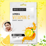 Before and after results of using Swiss Beauty Lemon & Vitamin C Brightening Sheet Mask, showing enhanced radiance as a powerful lemon vitamin c mask.