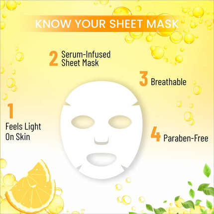 Swiss Beauty Lemon & Vitamin C Brightening Sheet Mask packaging, emphasizing its benefits for dull skin as a premium lemon vitamin c mask.