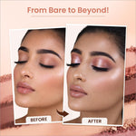 A shimmering rose gold swiss beauty limitless eyeshadow palette with 15 super-blendable mattes shimmers and metallics