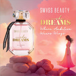 Close-up of Swiss Beauty She Dreams EDP, showcasing its luxurious essence as a long-lasting women's perfume with Vanilla and Musk base notes.