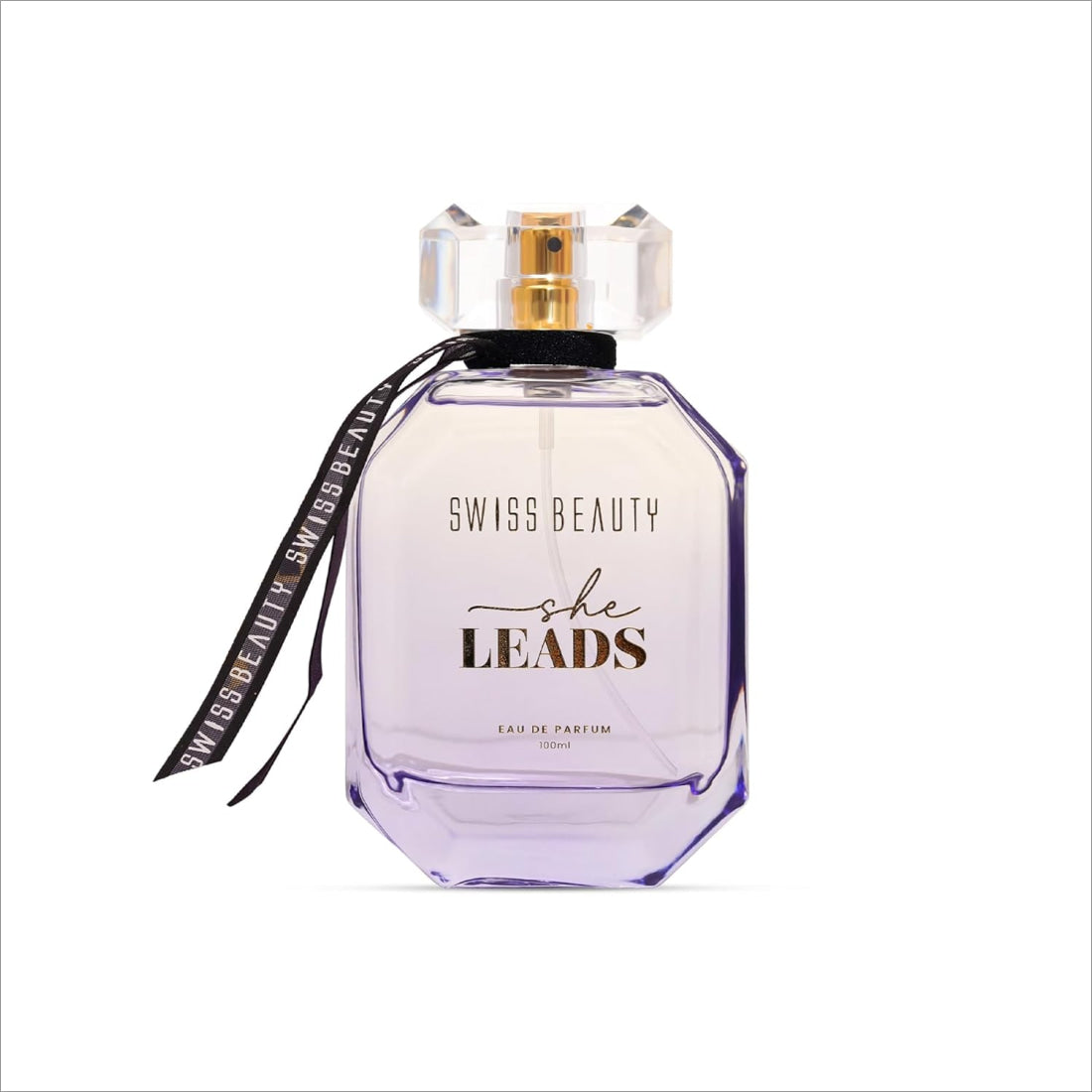 Swiss Beauty She Leads EDP in 100ml bottle, showcasing a long lasting perfume ideal for gifting and everyday wear.