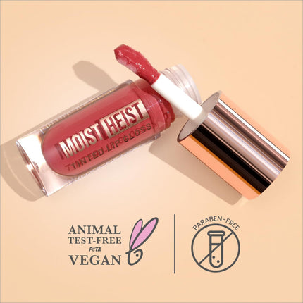 Model wearing Swiss Beauty Moist Heist Tinted Lip Gloss, demonstrating how the gloss adds a beautiful shine while providing hydration to the lips.