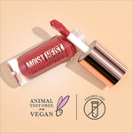 Model wearing Swiss Beauty Moist Heist Tinted Lip Gloss, demonstrating how the gloss adds a beautiful shine while providing hydration to the lips.