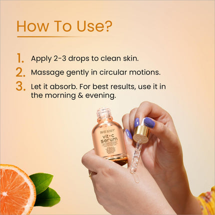 Swiss Beauty Vit C Serum displayed with droplets, emphasizing the effectiveness of vitamin C serum in enhancing skin radiance.
