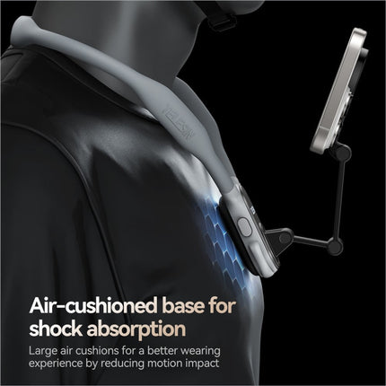 Silver and black telesin mnm-001 silicone neck mount selfie stick with magnetic sheet and air-cushioned base for hanging neck use